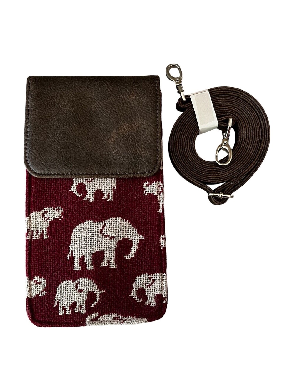 Thirty-One Call Me Crossbody Purse Safari Weave Red Elephants AH55 NEW